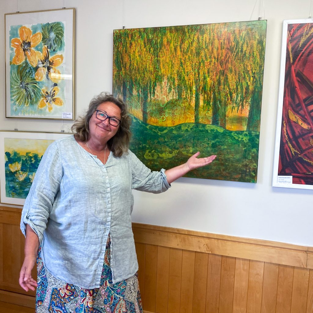 woman display her work